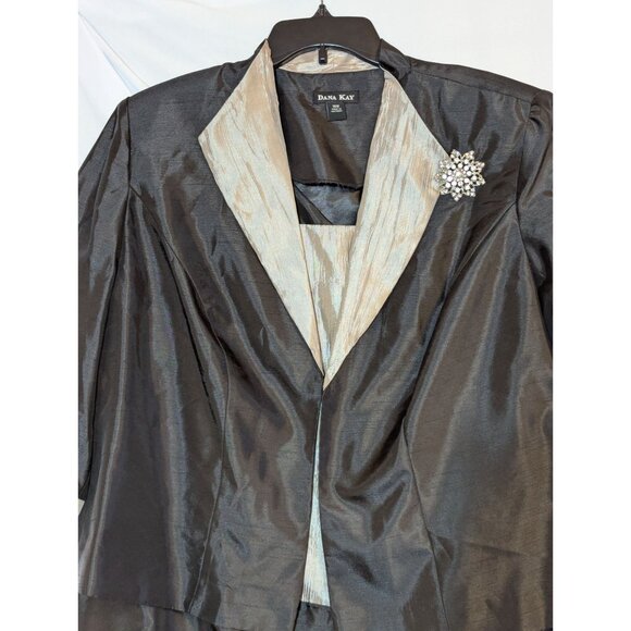 Dana Kay Black & Gold Tiered Dress With Jacket Plus Size 18W Elegant Formal Outf - Picture 2 of 8